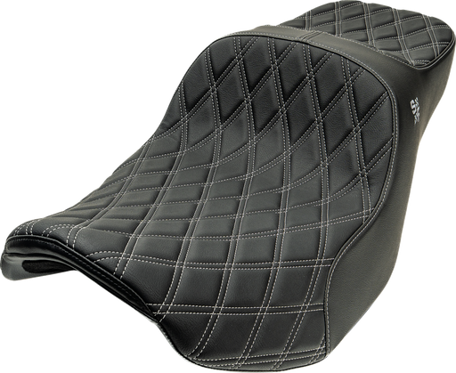SLYFOX Chariot Seat - Silver Double Diamond Stitch - Silver Logo - FLH/FLT '09-'23.5 4723D