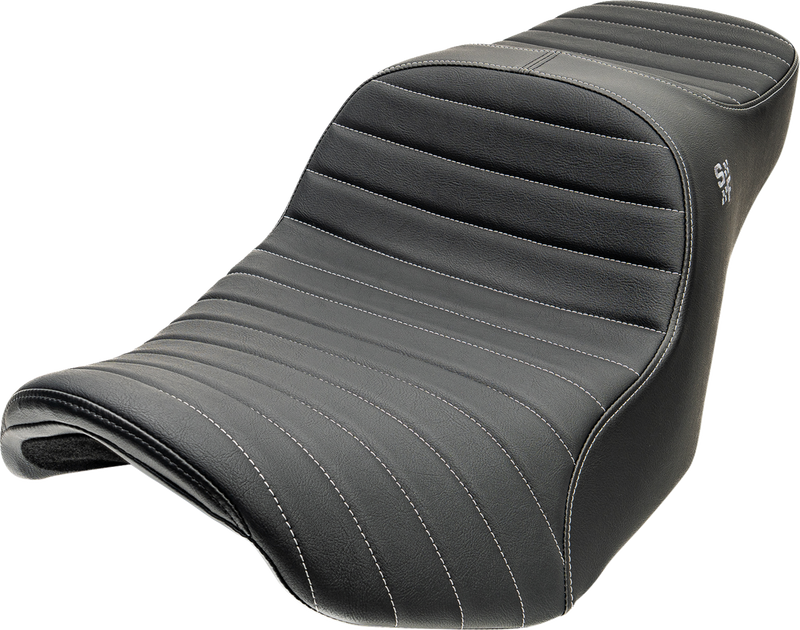 SLYFOX Chariot Seat - Silver Classic Stitch - Silver Logo - FLH/FLT '09-'23.5 4723B