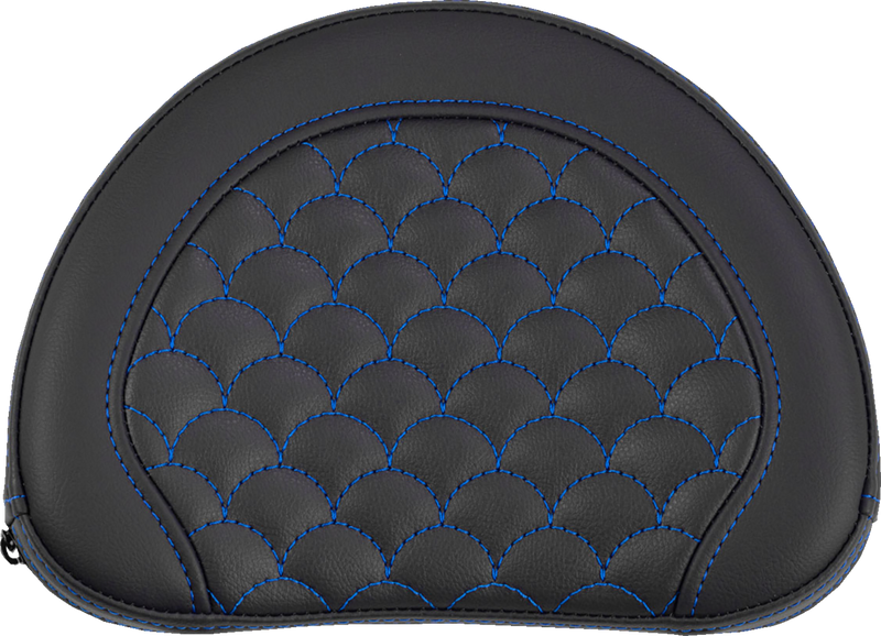 SADDLEMEN Contoured Sissy Bar Pad - Dragon Scale - Blue Stitch - 2" Thick 051320901