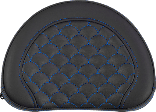 SADDLEMEN Contoured Sissy Bar Pad - Dragon Scale - Blue Stitch - 2" Thick 051320901