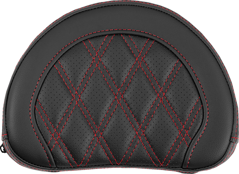 SADDLEMEN Contoured Sissy Bar Pad - Lattice Stitch - Red Stitch 051318404