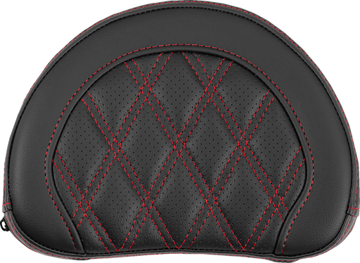 SADDLEMEN Contoured Sissy Bar Pad - Lattice Stitch - Red Stitch 051318404