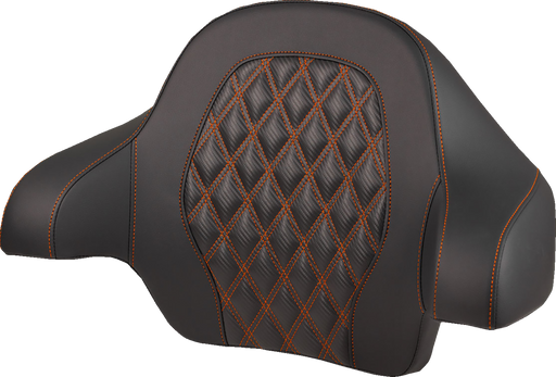 SADDLEMEN Tour-Pak® Backrest Pad - Lattice Stitch - Orange Stitch - FL '14-'25 814-07-20703