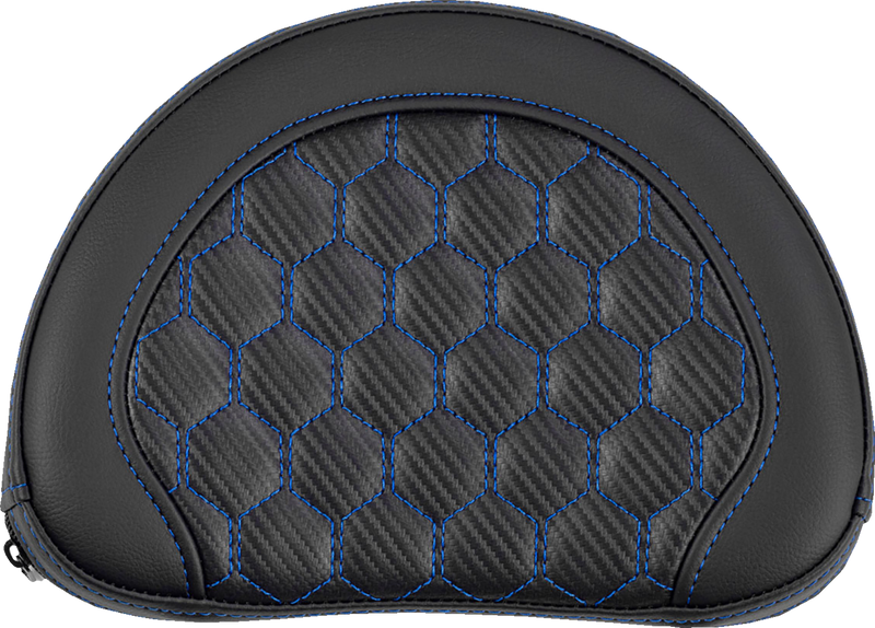 SADDLEMEN Contoured Sissy Bar Pad - Honeycomb - Blue Stitch 051319001