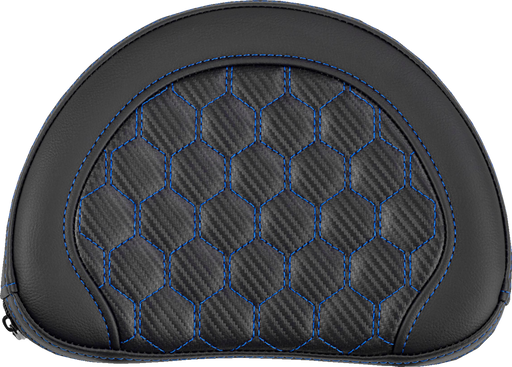 SADDLEMEN Contoured Sissy Bar Pad - Honeycomb - Blue Stitch 051319001