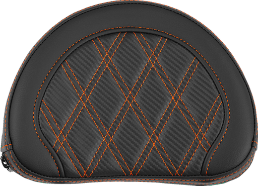 SADDLEMEN Contoured Sissy Bar Pad - Lattice Stitch - Orange Stitch - 2" Thick 051320703