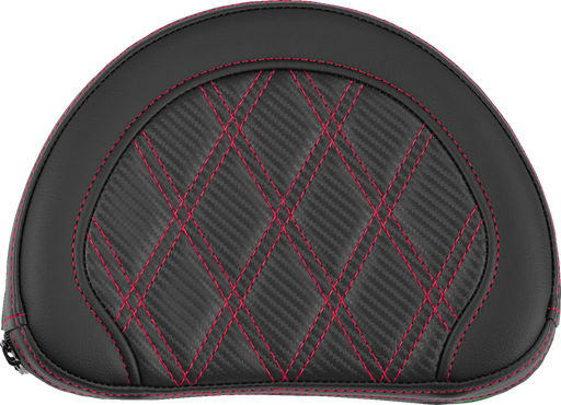 SADDLEMEN Contoured Sissy Bar Pad - Lattice Stitch - Red Stitch - 2" Thick 051320704