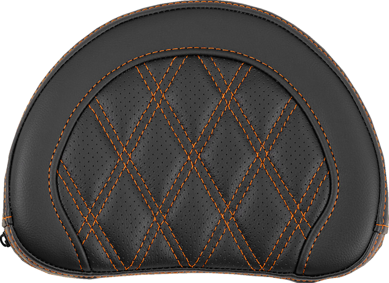 SADDLEMEN Contoured Sissy Bar Pad - Lattice Stitch - Orange Stitch 051318403