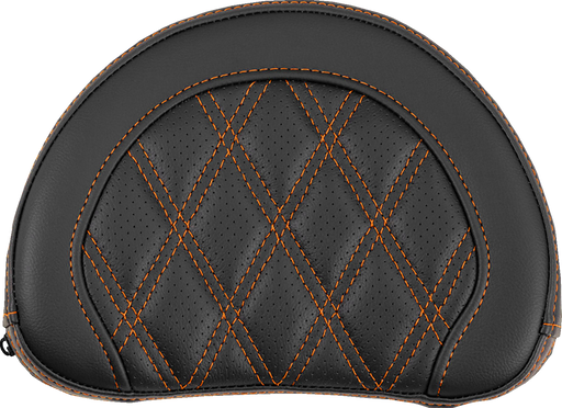 SADDLEMEN Contoured Sissy Bar Pad - Lattice Stitch - Orange Stitch 051318403