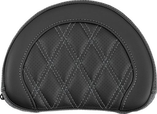 SADDLEMEN Contoured Sissy Bar Pad - Lattice Stitch - Silver Stitch - 2" Thick 051318405