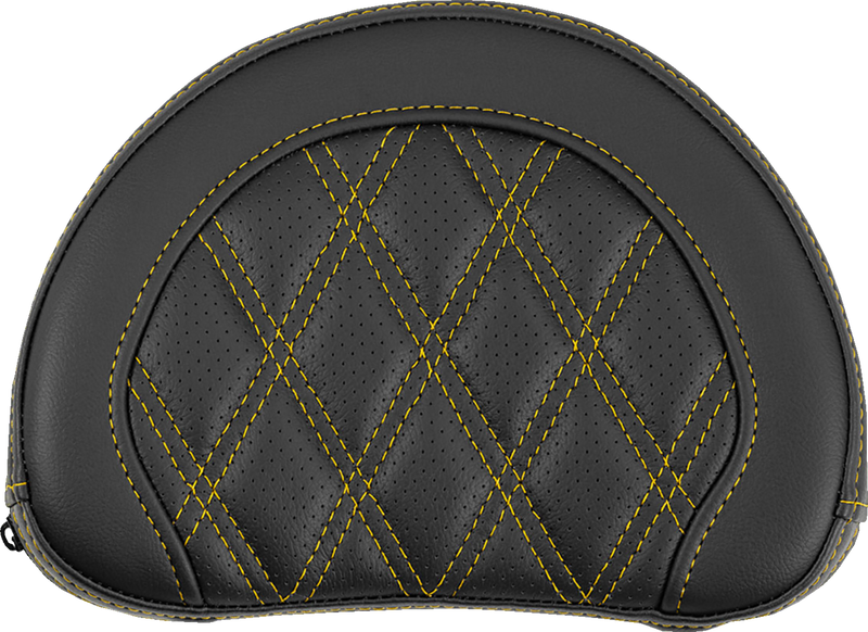 SADDLEMEN Contoured Sissy Bar Pad - Lattice Stitch - Gold Stitch - 2" Thick 051318407