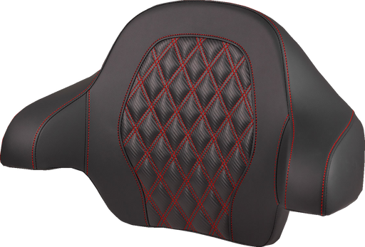 SADDLEMEN Tour-Pak® Backrest Pad - Lattice Stitch - Red Stitch - FL '14-'25 814-07-20704