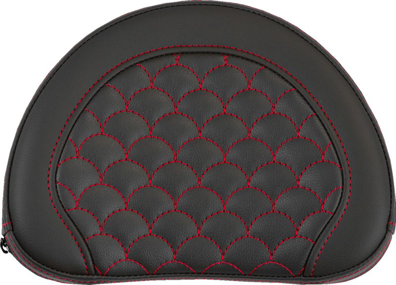SADDLEMEN Contoured Sissy Bar Pad - Dragon Scale - Red Stitch - 2" Thick 051320904