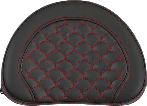 SADDLEMEN Contoured Sissy Bar Pad - Dragon Scale - Red Stitch - 2" Thick 051320904