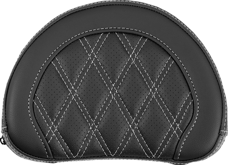 SADDLEMEN Contoured Sissy Bar Pad - Lattice Stitch - White Stitch 051318406