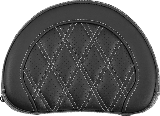 SADDLEMEN Contoured Sissy Bar Pad - Lattice Stitch - White Stitch 051318406