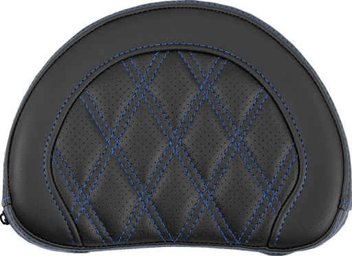 SADDLEMEN Contoured Sissy Bar Pad - Lattice Stitch - Blue Stitch - 2" Thick 051318401