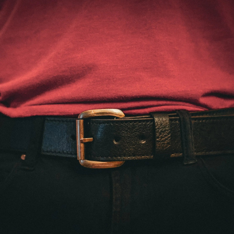 Mens Premium Leather Belt in Black