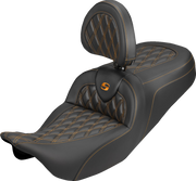 SADDLEMEN RoadSofa™ Carbon Fiber Seat - Lattice - w/ Backres - Orange