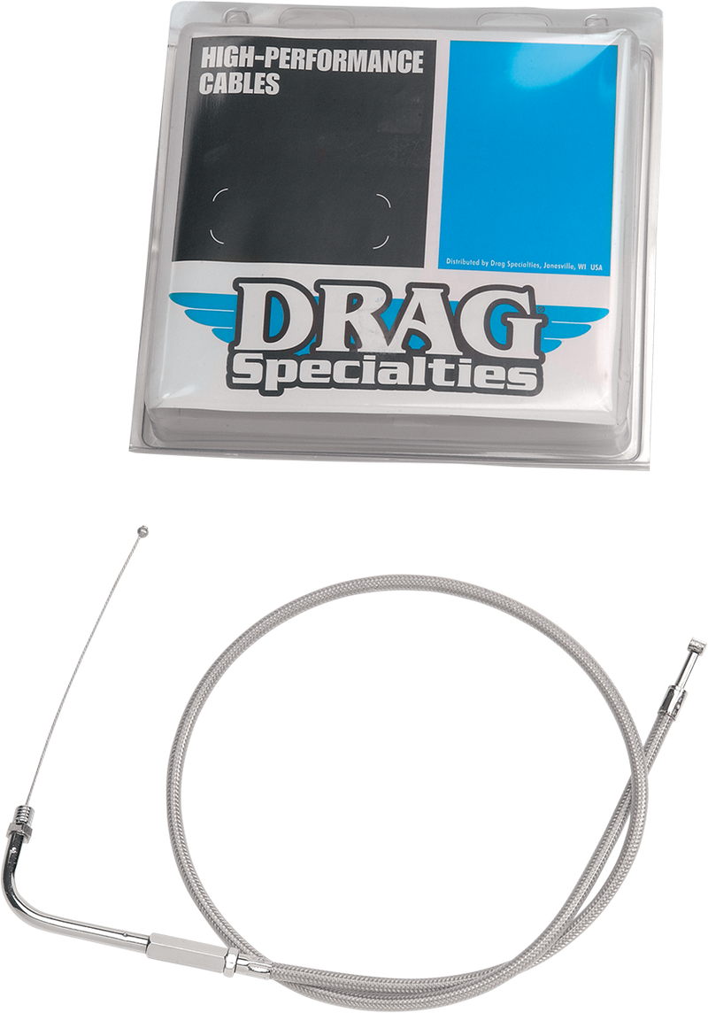 DRAG SPECIALTIES Replacement Throttle Idle Cable w/ Cruise Control - Stainless Braided - 41-1/2"