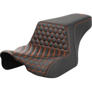 SADDLEMEN Step-Up Seat - Front Honeycomb - Touring '23.5-UP - Orange