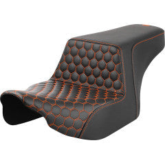 SADDLEMEN Step-Up Seat - Front Honeycomb - Touring '23.5-UP - Orange