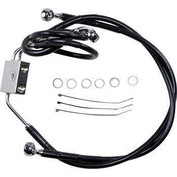 DRAG SPECIALTIES Extended Length Black Vinyl Brake Line Kit - Front - +2" - FXDF '12-'17