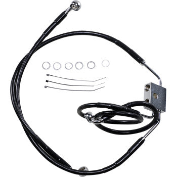 DRAG SPECIALTIES Extended Length Black Vinyl Brake Line Kit - Front - +6" - FXDF '12-'17