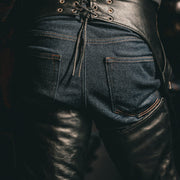 Unik Premium leather chaps designed for durability and style. With reinforced stitching, silver hardware, and an adjustable fit, these chaps are ideal for bikers