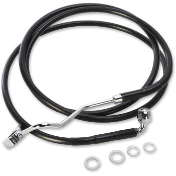 DRAG SPECIALTIES Extended Length Black Vinyl Brake Line Kit - Front (Upper) - Black - +6" - FLT '15-'22