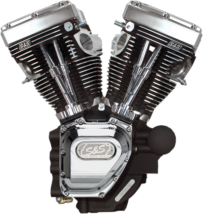 S&S CYCLE T143 Long Block Engine - Wrinkle Black and Chrome - Touring