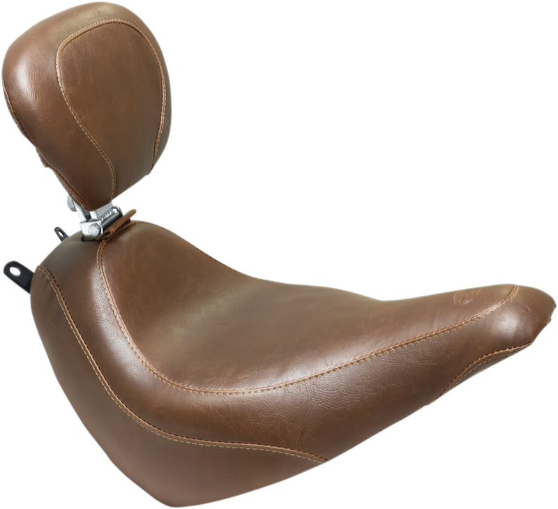 MUSTANG Wide Tripper™ Solo Seat with Backrest - Smooth - Brown - Softail '18-'21