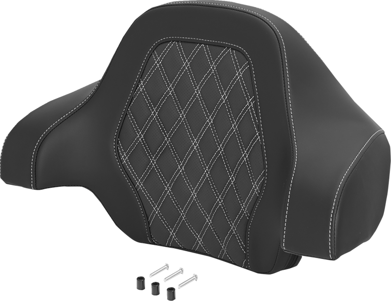 SADDLEMEN Deluxe Tour Pack Sissy Bar Pad - Lattice Stitch - White 071018406