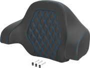 SADDLEMEN Deluxe Tour Pack Sissy Bar Pad - Carbon Fiber - Blue Lattice Stitch 071020701