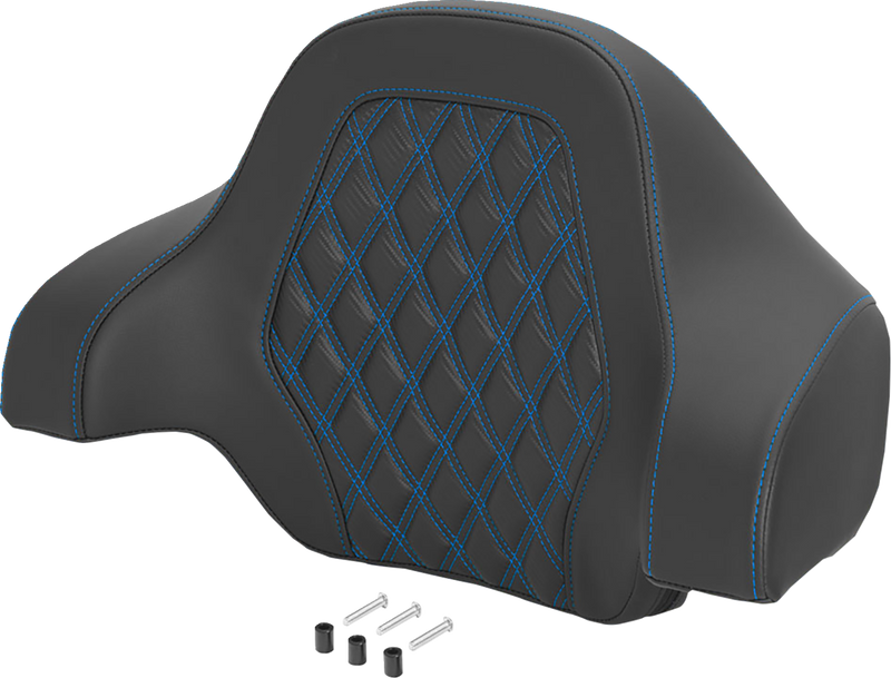 SADDLEMEN Deluxe Tour Pack Sissy Bar Pad - Carbon Fiber - Blue Lattice Stitch 071020701