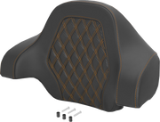 SADDLEMEN Deluxe Tour Pack Sissy Bar Pad - Carbon Fiber - Orange Lattice Stitch 071020703