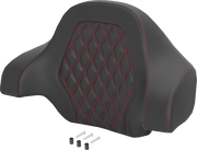 SADDLEMEN Deluxe Tour Pack Sissy Bar Pad - Carbon Fiber - Red Lattice Stitch 071020704