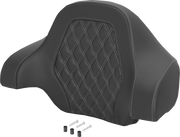 SADDLEMEN Deluxe Tour Pack Sissy Bar Pad - Carbon Fiber - Silver Lattice Stitch 071020705