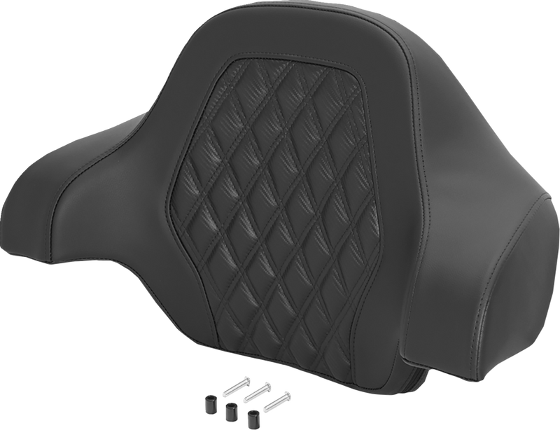 SADDLEMEN Deluxe Tour Pack Sissy Bar Pad - Carbon Fiber - Black Lattice Stitch 071020700