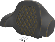 SADDLEMEN Deluxe Tour Pack Sissy Bar Pad - Carbon Fiber - Gold Lattice Stitch 071020707