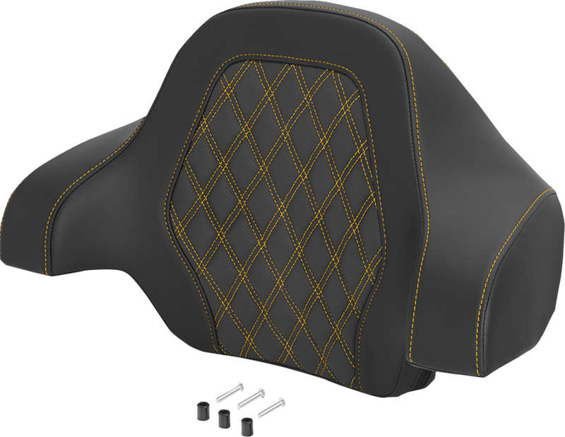 SADDLEMEN Deluxe Tour Pack Sissy Bar Pad - Lattice Stitch - Gold 071018407