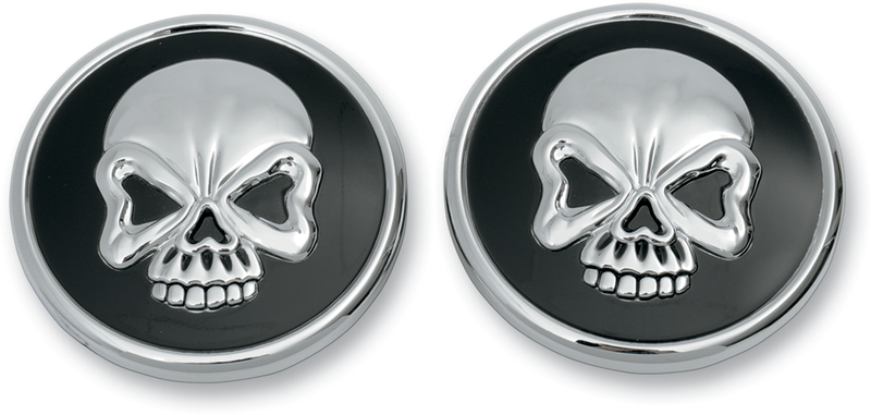 DRAG SPECIALTIES Skull Vented and Non-Vented Screw-In Gas Cap Pair - Chrome / Black