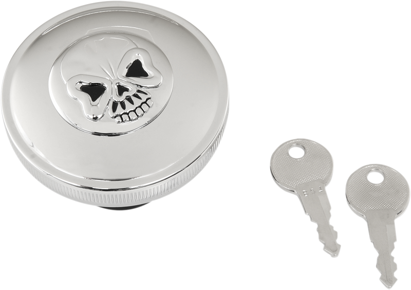 DRAG SPECIALTIES Skull Vented Screw-In Locking Gas Cap - Chrome