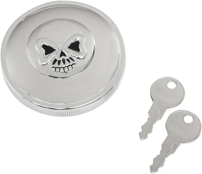 DRAG SPECIALTIES Skull Non-Vented Screw-In Locking Gas Cap - Chrome