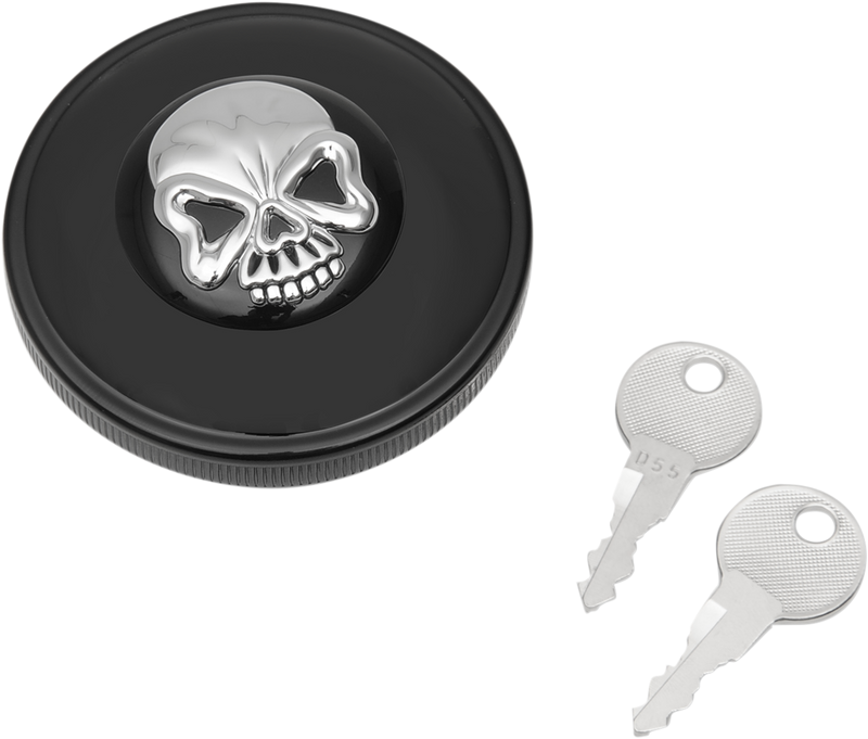 DRAG SPECIALTIES Skull Non-Vented Screw-In Locking Gas Cap - Gloss Black