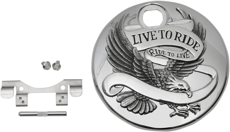 DRAG SPECIALTIES Replacement Fuel Console Door "Live to Ride" - Chrome / Black