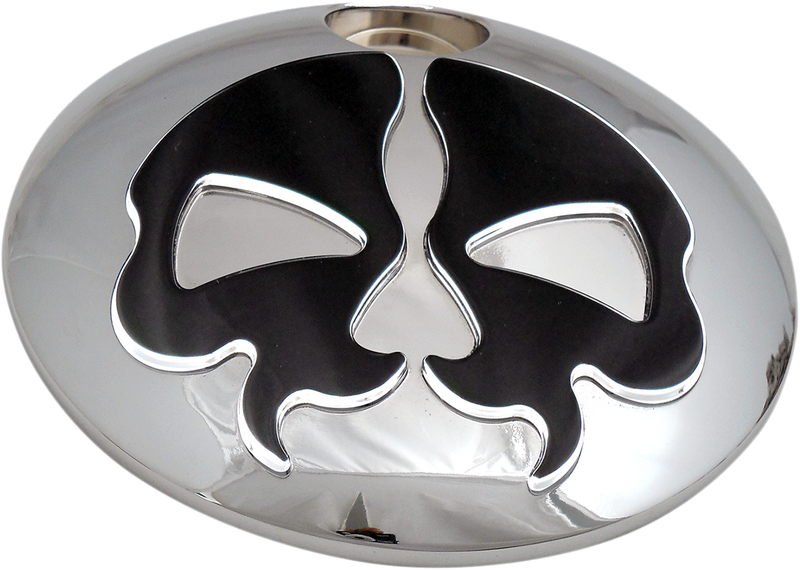 DRAG SPECIALTIES Die-cast Split Skull Fuel Door - Chrome with Black