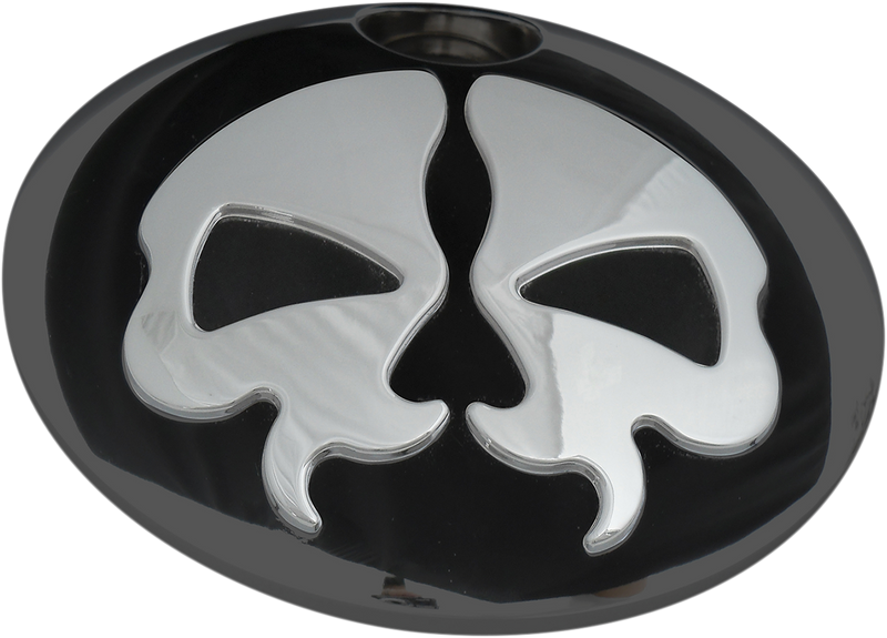 DRAG SPECIALTIES Die-cast Split Skull Fuel Door - Black with Chrome