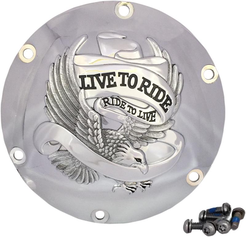 DRAG SPECIALTIES Live to Ride Derby Cover - 6-Hole - Chrome - XL '04-'21