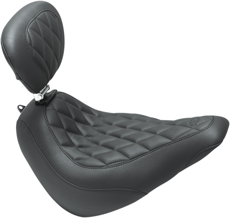 MUSTANG Wide Tripper™ Solo Seat w/ Drivers Backrest - Diamond Stitch - Black - Softail '18-'21